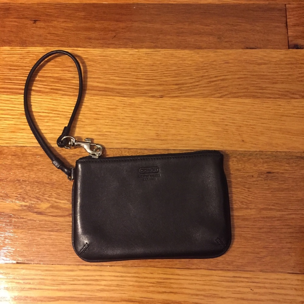 Coach black leather wristlet